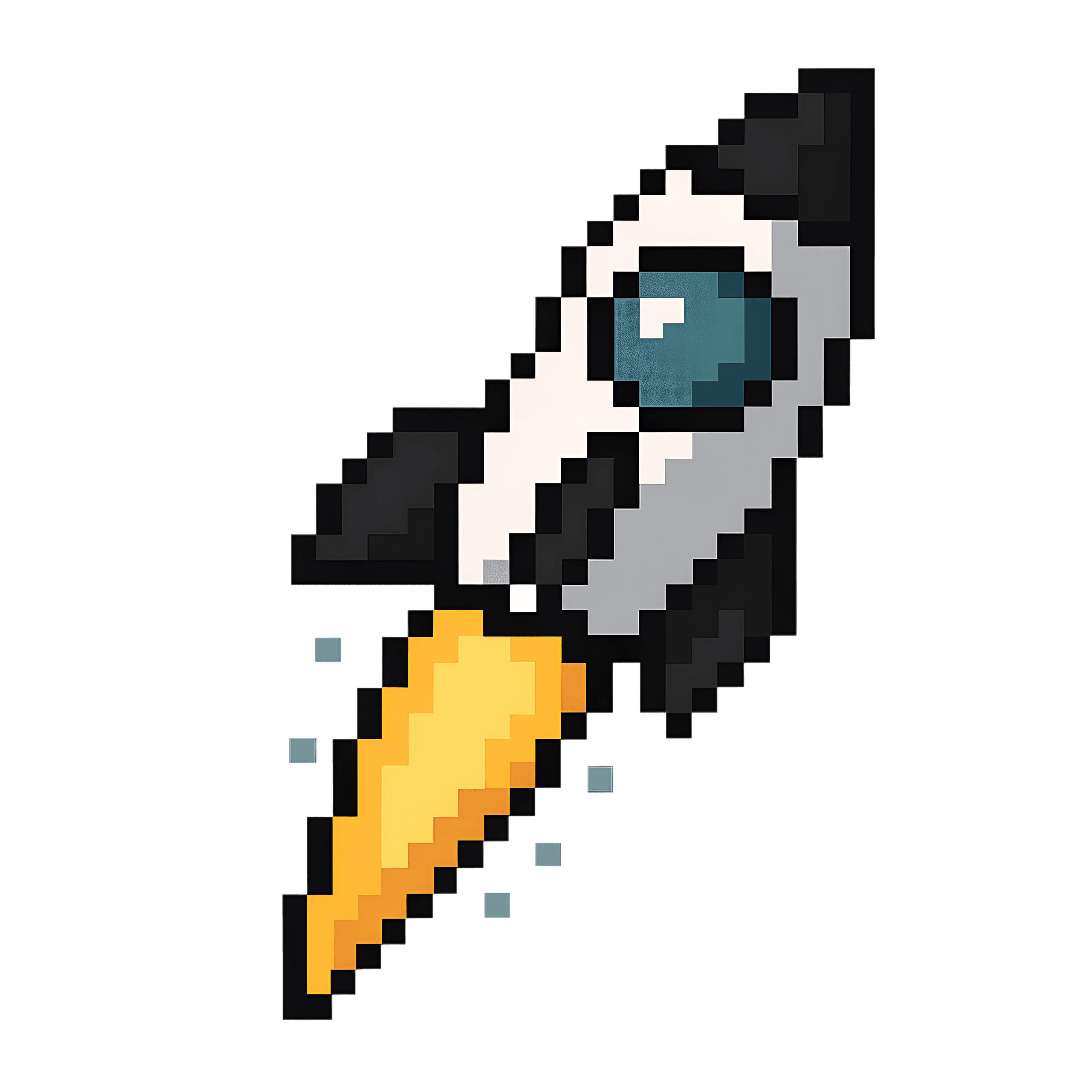 Pixelated rocketship illustration